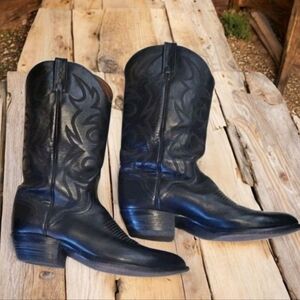 El Dorado Vintage Black Leather Cowboy Boots Mens Sz 10 ½